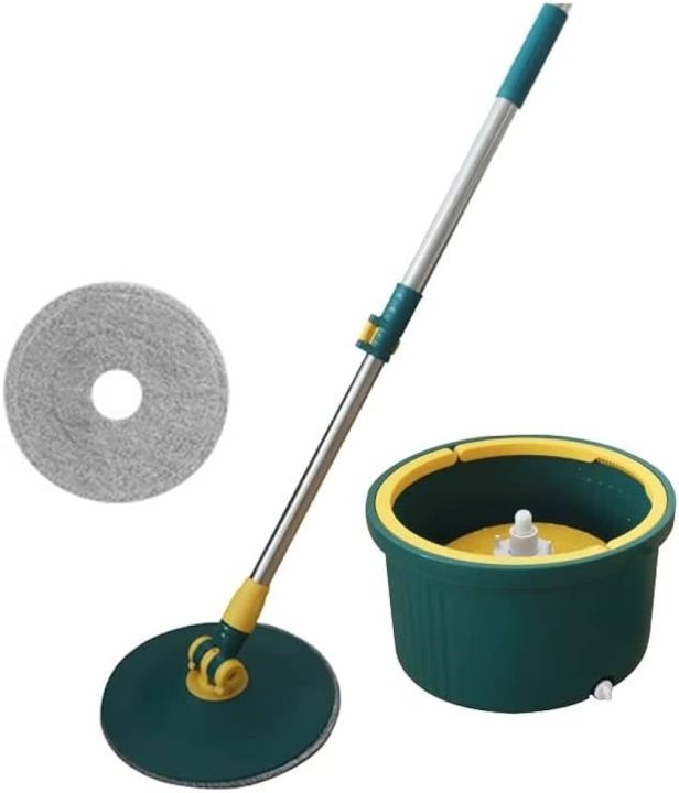 Water Separate Spin Mop with 360° Rotating Round Mop Microfiber Spin Mop and Bucket Set Patented Internal Water Filtration System, Self Cleaning Dry & Wet Flat Floor Mop