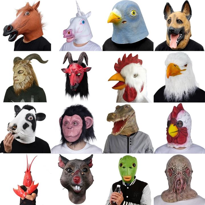 Animal Mask Unicorn Funny Brown Horse Head Mask Deluxe Novelty ...