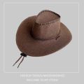 Summer Wide Brim Breathable Men's Sun-Shade Sun Hat Beach Travel Casual Hat Outdoor Knight Cowboy Hat.