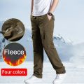 Winter Fleece Cargo Pants Men Snow Thick Cotton Warm Overalls Outdoor Camping Work Loose Large Plus Size Casual Trousers 2021New. 