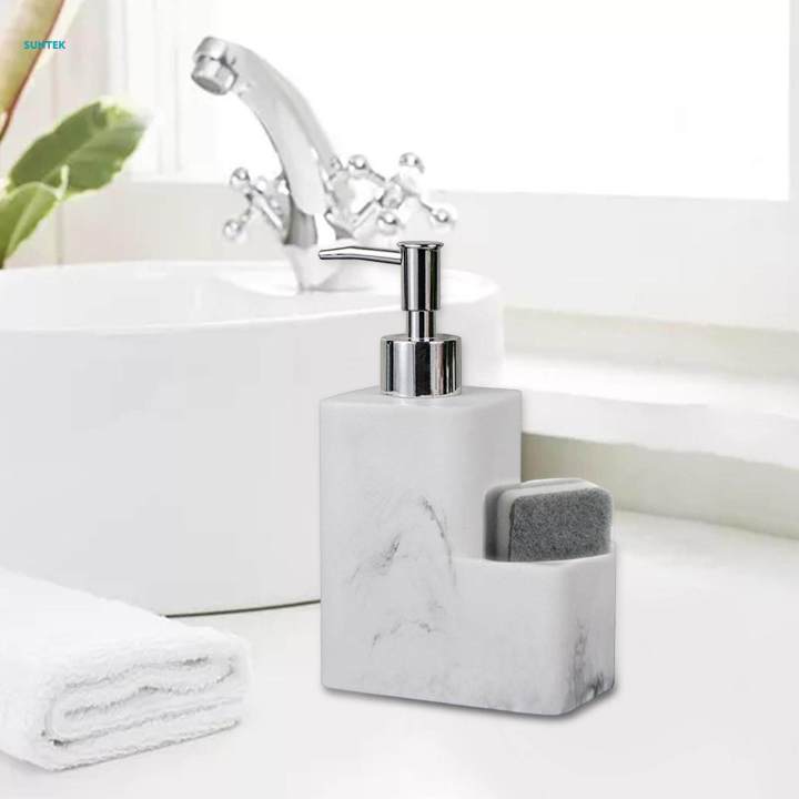 350ml%20Dish%20Soap%20Dispenser%20Pump%20Bottle%20Organizer%20Holder%20with%20Storage%20Compartment%20Marble%20Surface%20Refillable%20for%20-%20Image%208