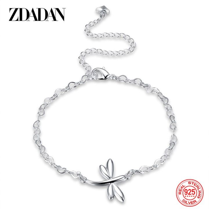 ZDADAN%20925%20Sterling%20Silver%20Dragonfly%20Adjustable%20Chain%20Anklet%20For%20Women%20Fashion%20Jewelry%20-%20Image%206