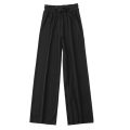 Ice Silk Wide-Leg Pants Female Summer 2023 New High Waist Drooping Loose Straight Thin Casual Slimming Drop Knitted Pants. 