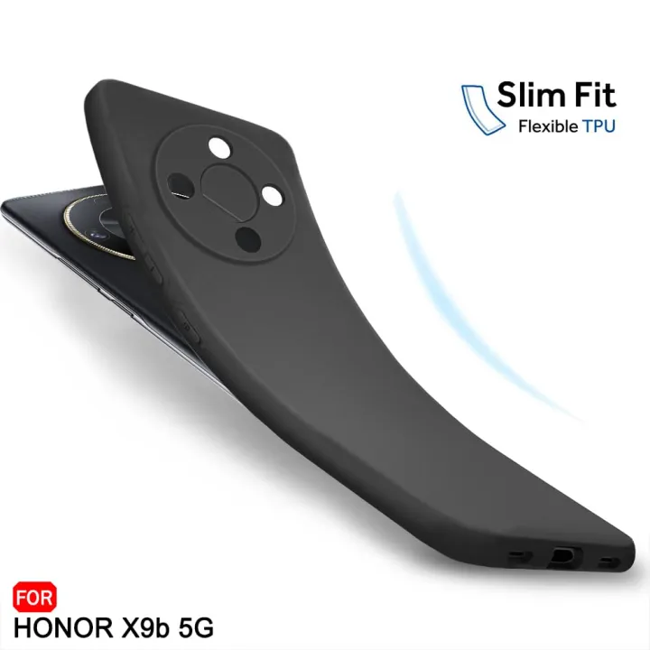 Honor%20X9b,Slim%20Fit%20Silky%20And%20Soft%20Touch%20Finish%20Silicone%20Matte%20Finish%20TPU%20-%20Black%20(With%20Logo)%20-%20Image%202