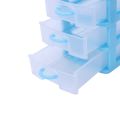 PDTYMWNG 2X Mini Translucent Drawer Type Plastic Storage Box（Blue 3 Layers）. 