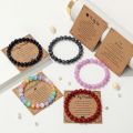 Family Bracelet Natural Stone Bead Bracelet With Card Prayer Lucky Jewelry Gift For Mom Father Lover Wife Cat Eye Stretch Bangle. 