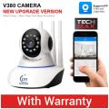 V380 WIFI IP Camera 2MP 1080P HD Q5Y Featuring 360-degree View Two Way Voice, and 3 Antenna Technology. 
