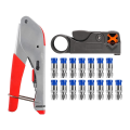 Coaxial Compression Tool Kit Cable Crimping Tool for RG6 RG59 with 15Pcs F RG6 RG59 Connectors. 