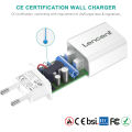 LENCENT EU Plug 2 Port USB Wall Charger 12W/2.4A Mobile Charger with Auto-ID technology, European Multiport Plug. 