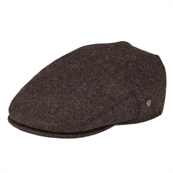 VOBOOM Wool Tweed Herringbone Flat Cap Newsboy Caps Boina Men