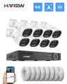H.View 4K 5Mp 8Mp poe Cctv Security Camera System Home Video Surveillance Kit 8Ch Nvr Audio Outdoor Ip Camera xmeye app.