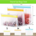 【Eco-friendly】 Reusable Food Storage Bag Containers Reusable Freezer Bag Leakproof Top Bags Kitchen Organizer Pouch for Meat Fruit Veggies. 