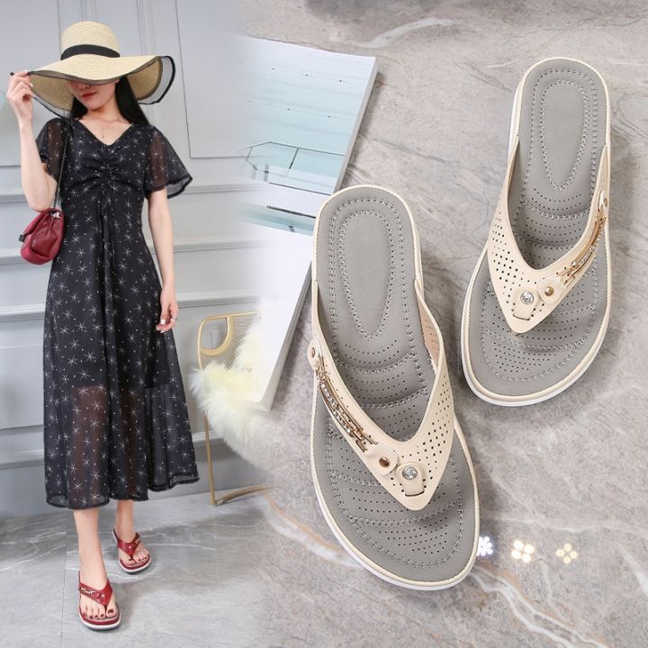 2023%20Women's%20Slippers%20Summer%20New%20Fashion%20Metal%20Button%20Slides%20Shoes%20Wedge%20Beach%20Sandals%20Women%20Outside%20Platform%20Leisure%20Flip%20Flops%20-%20Image%204