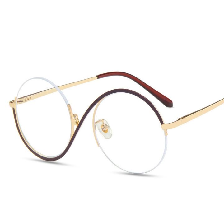 New%20Fashion%20Round%20Semi-Rimless%20S%20Shape%20Women%20EyeGlasses%20Big%20Frame%20Clear%20Lens%20Optical%20Eyewear%20Men%20Vintage%20Anti-Blue%20Light%20Glasses%20-%20Image%208
