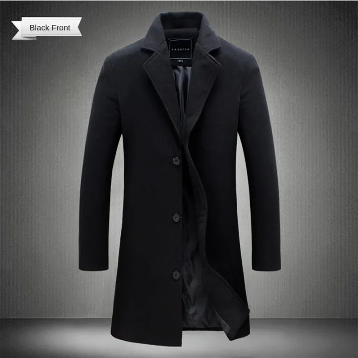 2023%20Spring%20and%20Autumn%20Long%20Cotton%20Coat%20New%20Wool%20Blend%20Pure%20Color%20Casual%20Business%20Fashion%20Men's%20Clothing%20Slim%20Windbreaker%20Jacket%20-%20Image%203