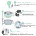 Baby Feeding Bowl with Lids Stainless Steel Insulated Bowl Spoon Set Children Tableware Cartoon Printed Easy To Clean Children Food Bowl.