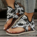 2021 spring summer new Europe and the United States foreign trade plus size rhinestone studded shoes beach toe flat sandals women factory wholesale.