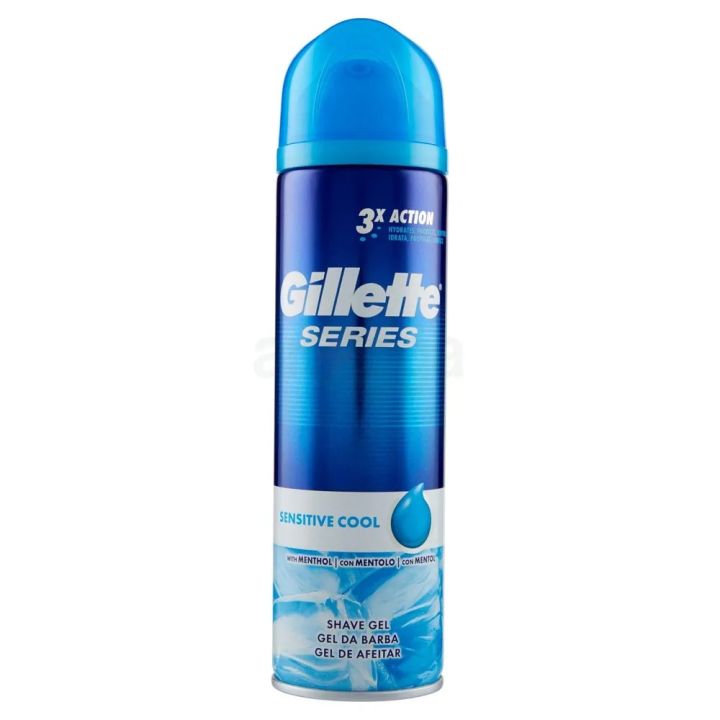 200 ml Gillette series Sensitive Cool shave gel International UK product used for male
