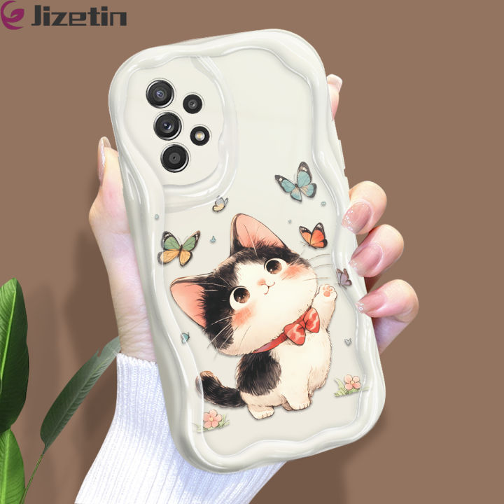 Jizetin%20for%20Samsung%20A52%204G%205G%20A52S%205G%20Back%20Cover%20Kitten%20Playing%20Butterfly%20Cream%20Wavy%20Edge%20Soft%20Silicone%20Phone%20Case%20-%20Image%202