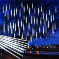 Meteor Shower Lights 30cm 8 Tubes 192 Led Falling Raindrop String Lights For Outdoor Garden Home Christmas  Wedding Party Decor--Warm White--. 