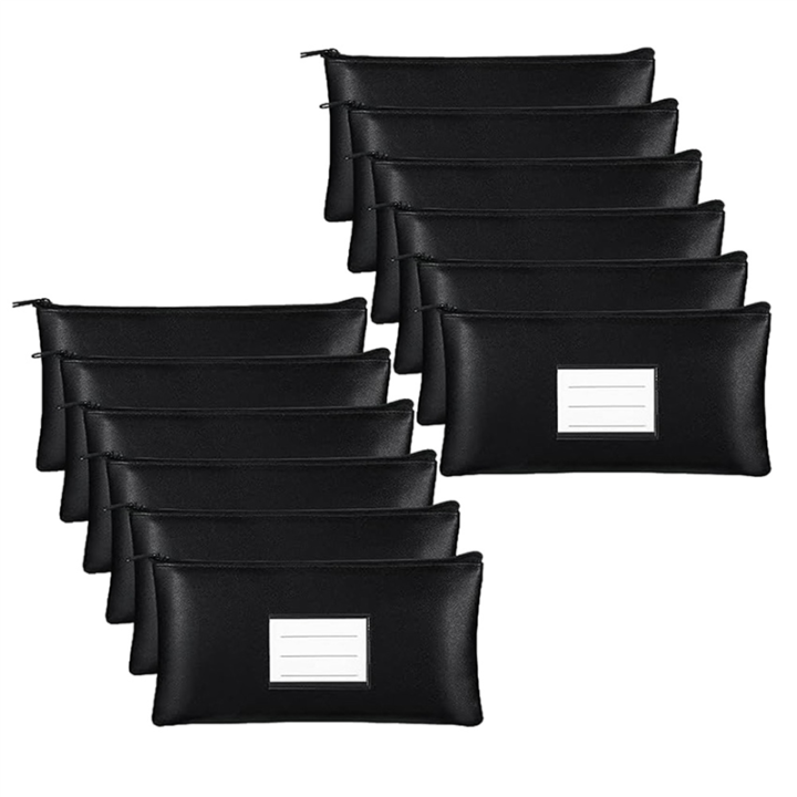 12PC Money Bags with Zipper Security Bank Deposit Bag Money Bag Receipt Holder for Cash Coins Cosmetic Paper Money Tool