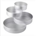 4 Pcs Aluminium Cake Mould Round Mold for Bread, Pudding & Baking tools Four(4)Pcs Set- Silver Color. 