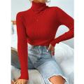 Knit Sweater Solid Turtleneck Pullover Casual Ribbed Basic Women Sweaters Slim High Quality Top Autumn Winter Women Clothes. 