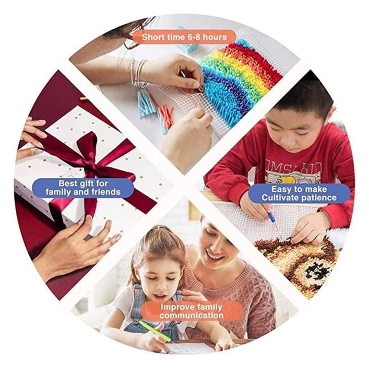 Latch%20Hook%20Rug%20Kits%20Crocheting%20Carpet%20Rug%20Cats%20Yarn%20Pre-Printed%20-%20Image%205