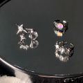 Three-Piece Crystal Gemstone Ring for Women ins Trendy Special-Interest Design High-Grade Open Middle Finger Wear Opal Moonstone.