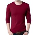 MAROON COLOR SOLID LONG SLEEVE MENS T-SHIRT.