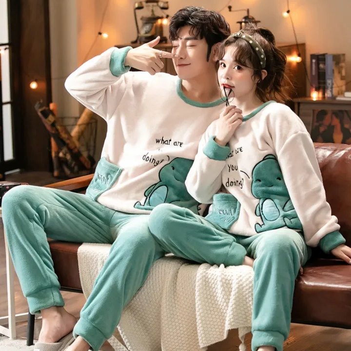 Autumn%20Winter%20Pajama%20Sets%20Pyjamas%20Women%20Cartoon%20Cute%20Home%20Wear%20Men%20Pijama%20Clothes%20Flannel%20Sleepwear%20Dinosaur%20Couple%20Sleepwear%20-%20Image%203