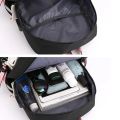 Large School Bags for Teenage Girls USB Port Canvas Schoolbag Student Book Bag Fashion Black Pink Teen School Backpack.