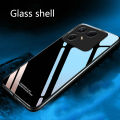 Biruiqu For Tecno Pova 7 Tempered Glass Back Soft Silicone Edge Black Case Cover Casing. 