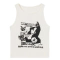 Y2k Grunge Print Sleeveless Tank Top for Women Ribbed Knit Vest Streetwear Aesthetic Clothing Female Crop Top Women 2000s. 