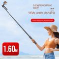 P185 Aluminum Alloy 1.6M Handheld Stabilizer Floor Telescopic Pole Quadrupod Mobile Phone Bluetooth Selfie Stick-B Easy Install Easy to Use. 