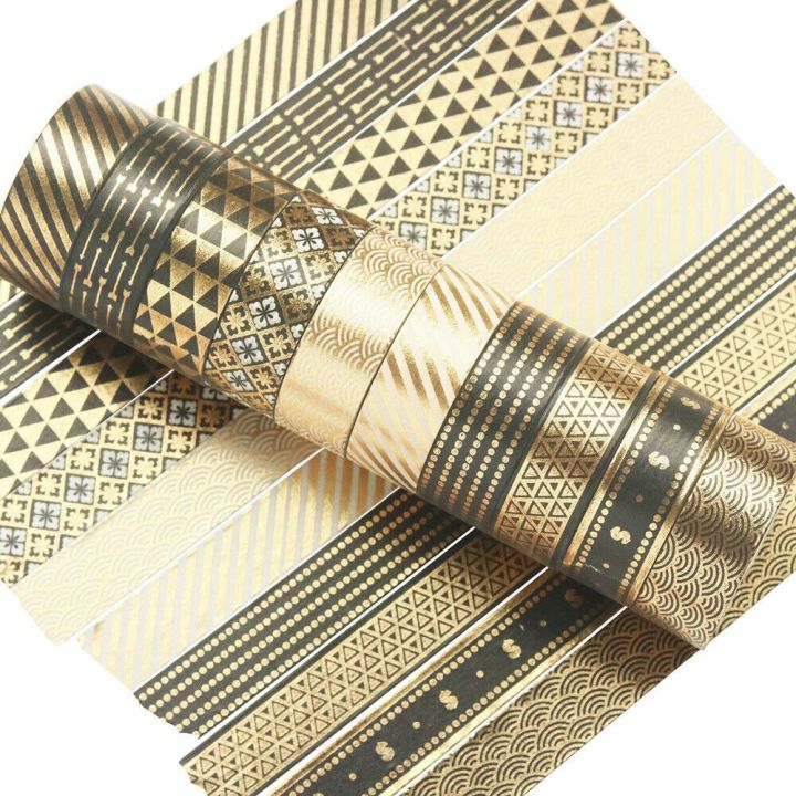 10%20Rolls%20Foil%20Washi%20Tape%20Set%20Paper%20Scrapbooking%20Adhesive%20-%20Image%202