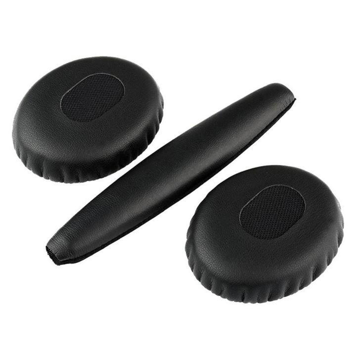 A pair of black ear cushions with head pad for Bose QC3 Quiet