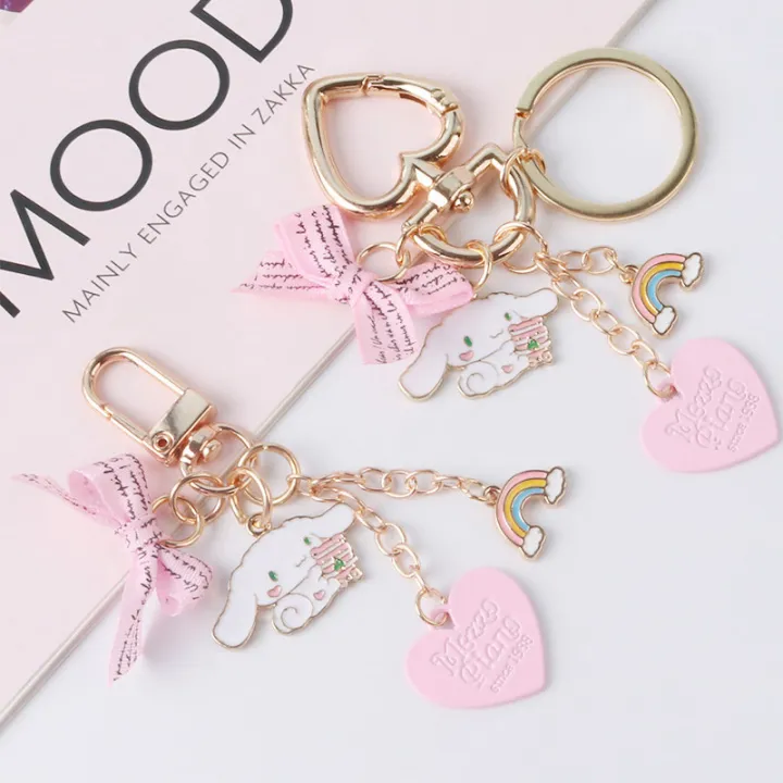 Cute%20Girls'%20Keychains%20Car%20Keys%20Key%20Chains%20Bag%20Decor%20Pink%20Rosette%20Rainbow%20Pendant%20-%20Image%204
