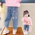 Girls' jeans 2024 spring and autumn new children's loose Korean version of the baby foreign casual Korean version of the fashion pants.