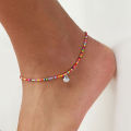 【KuaKe Mall】Bohemian Handmade Colorful Crystal Seed Beads Anklets For Women Multi Rainbow Color Beaded Foot Leg Ankle Bracelet Beach Jewelry. 