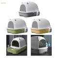 Cat Detachable Fully Enclosed Cat Toilet Pet Supplies with Door Anti Splashing Grey. 