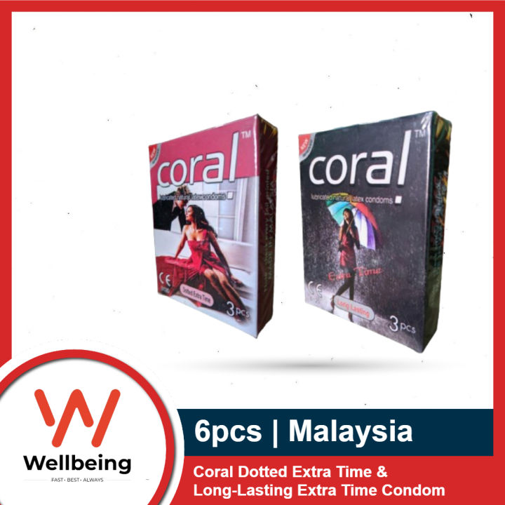 Coral Dotted Extra Time & Long-Lasting Extra Time Condom | Combo Pack 3x2=6pcs | Malaysia