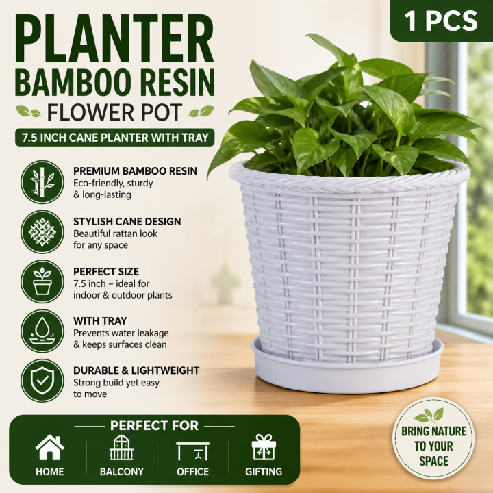 Planter%20Bamboo%20Resin%20Flower%20Pot7.5%20inch%20Cane%20Planter%20With%20tray%201%20pcs%20-%20Image%202