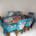 Digital new 3D print dining table cover with 6pc matching chair cover_ full 7 pc set 112.