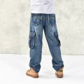 Men Casual Cargo Jeans Pants With Multi Pockets Loose Fit Hip Hop Denim Trousers For Male Baggy Jeans Plus Size 30-46. 