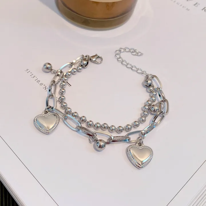 Ins%20Double-layers%20Korean%20Heart%20Tassel%20Bracelets%20For%20Women%20Stainless%20Steel%20Thick%20Chain%20Beaded%20Bangle%20Hiphop%20Bracelet%20Jewelry%20Gift%20-%20Image%203