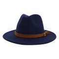 【Straggle Steipos】Autumn Winter Wide Flat Brim Wool Fedora Hats With Belt European Us Fashion Jazz Formal Top Hat Chapeau Black Cap For Men Women. 