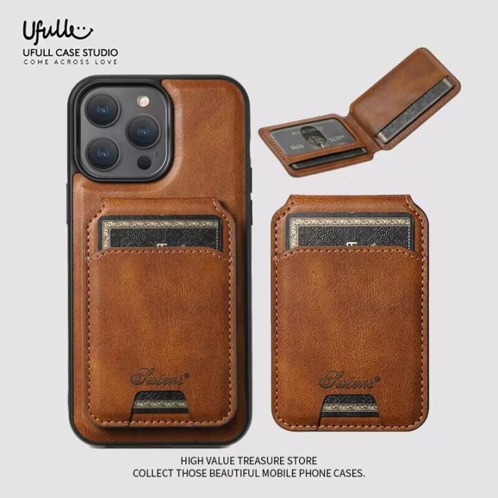 Alien Luxury Magnetic Card Holder Leather 2 in 1 Phone Case For iPhone 15 14 13 12 Pro Max Samsung S 22 23 Ultra Plus Detachable Cover