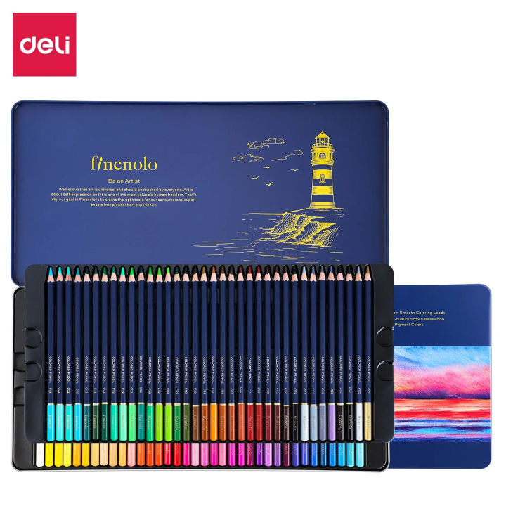 Deli Finalino Water color pencil 72 Colored Wooden Pencil Colored Pencil Iron Box Painting Artistic Supplies For School Drawing Pencil Set