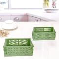 2x Folding Storage Basket Storage Crate with Handle for Bedroom Desk Green.